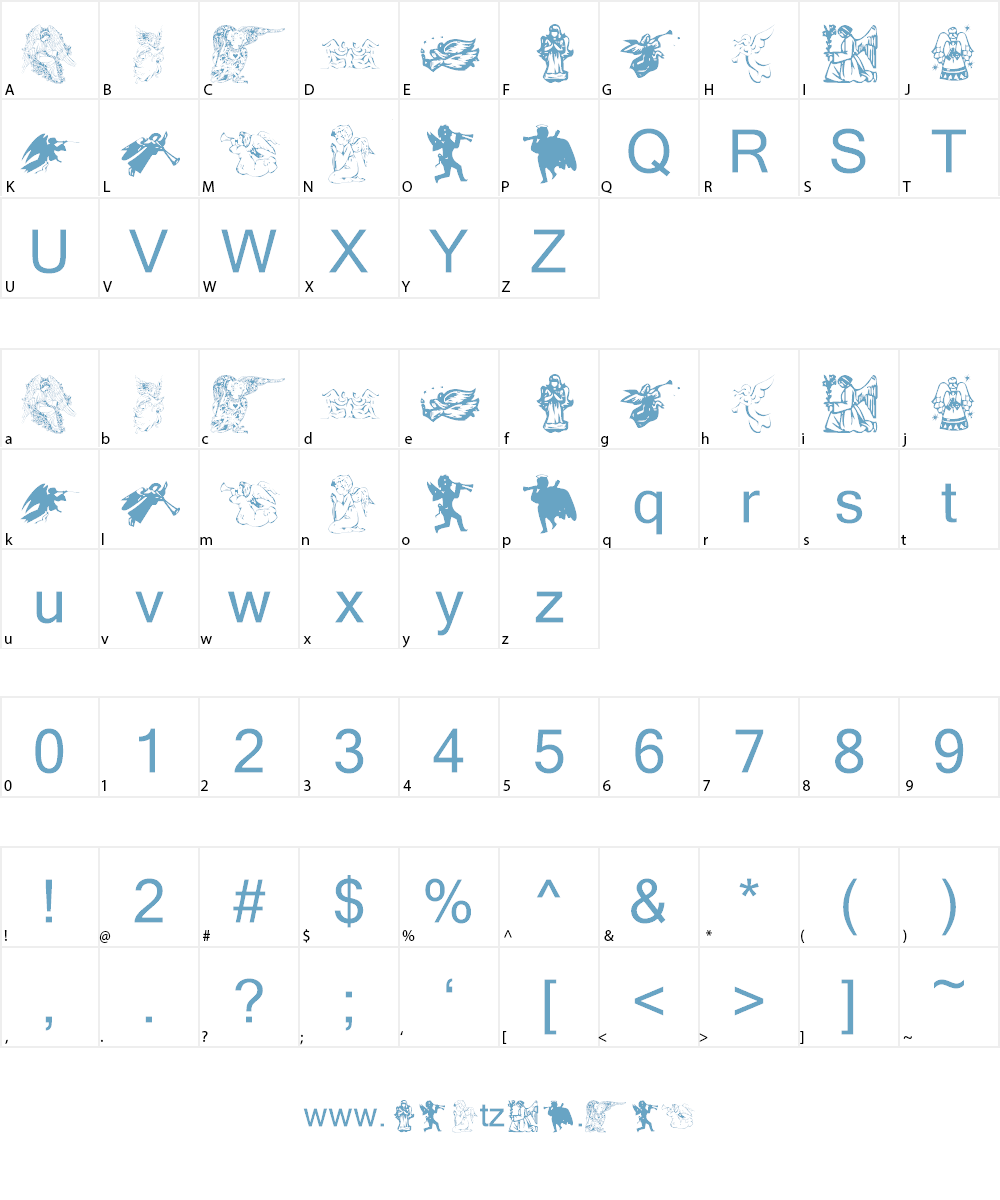 KR Christmas Angels Font Character